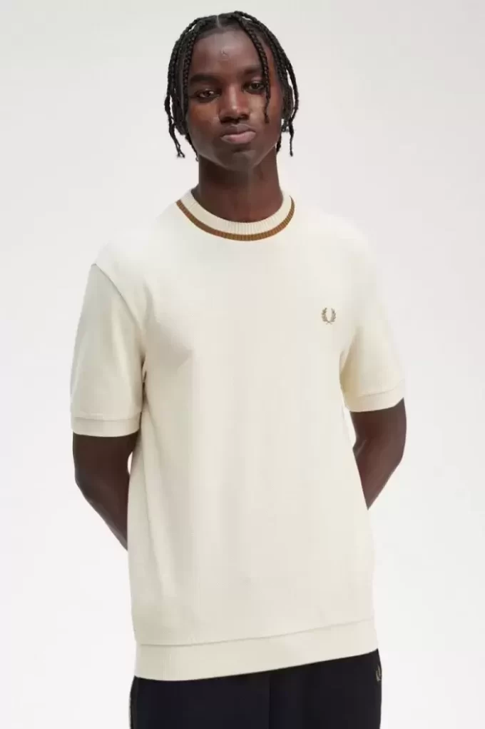 Camiseta de piqué con cuello redondo para hombre