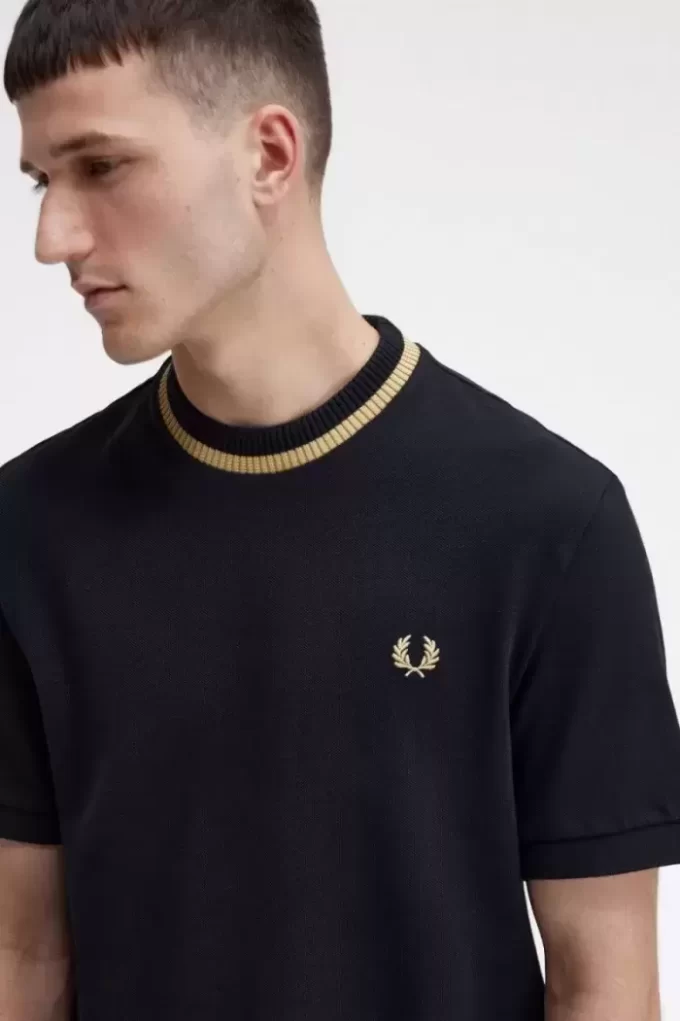 Camiseta de piqué con cuello redondo para hombre