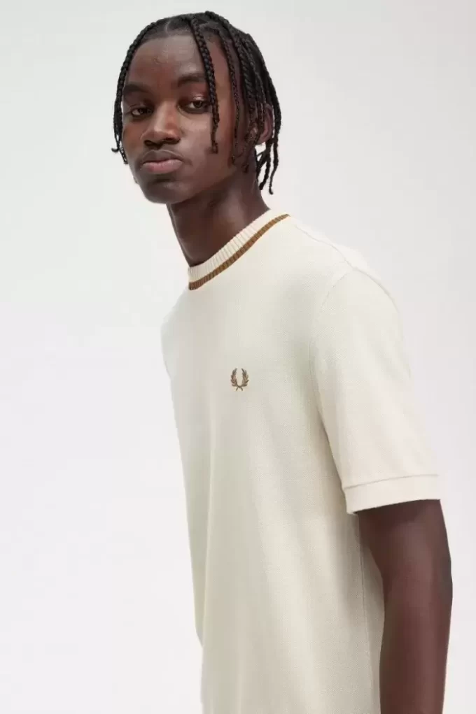 Camiseta de piqué con cuello redondo para hombre