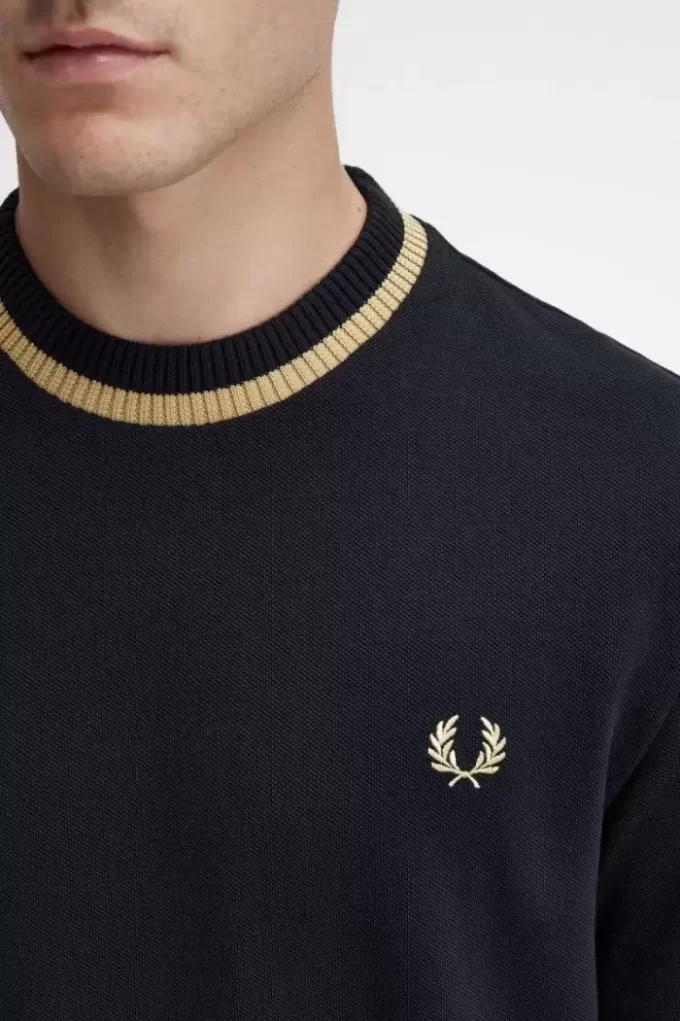 Camiseta de piqué con cuello redondo para hombre