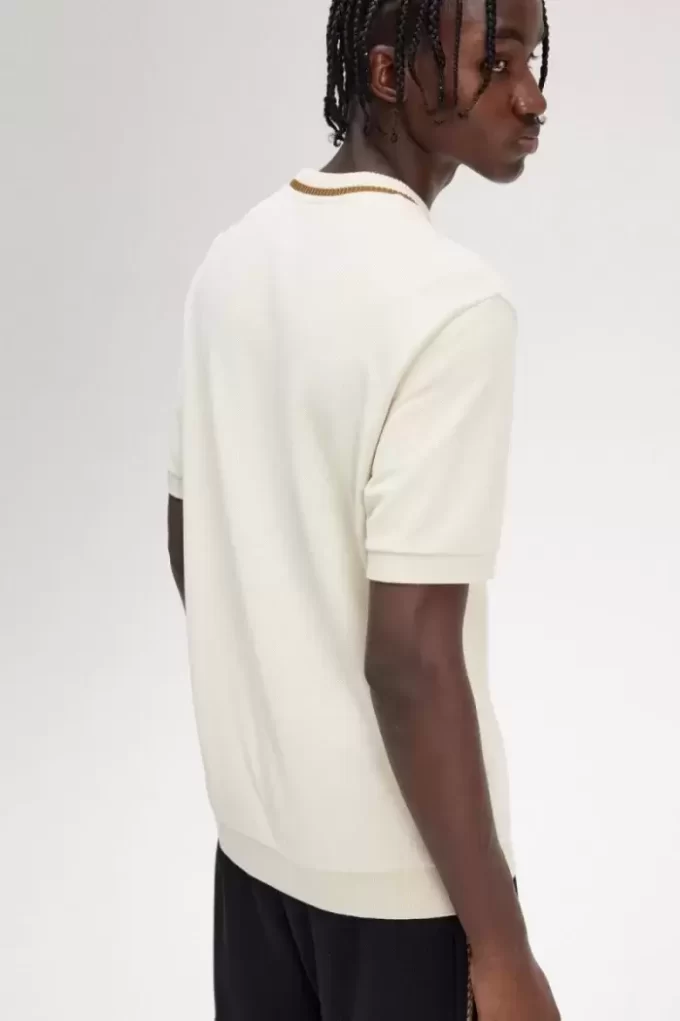 Camiseta de piqué con cuello redondo para hombre