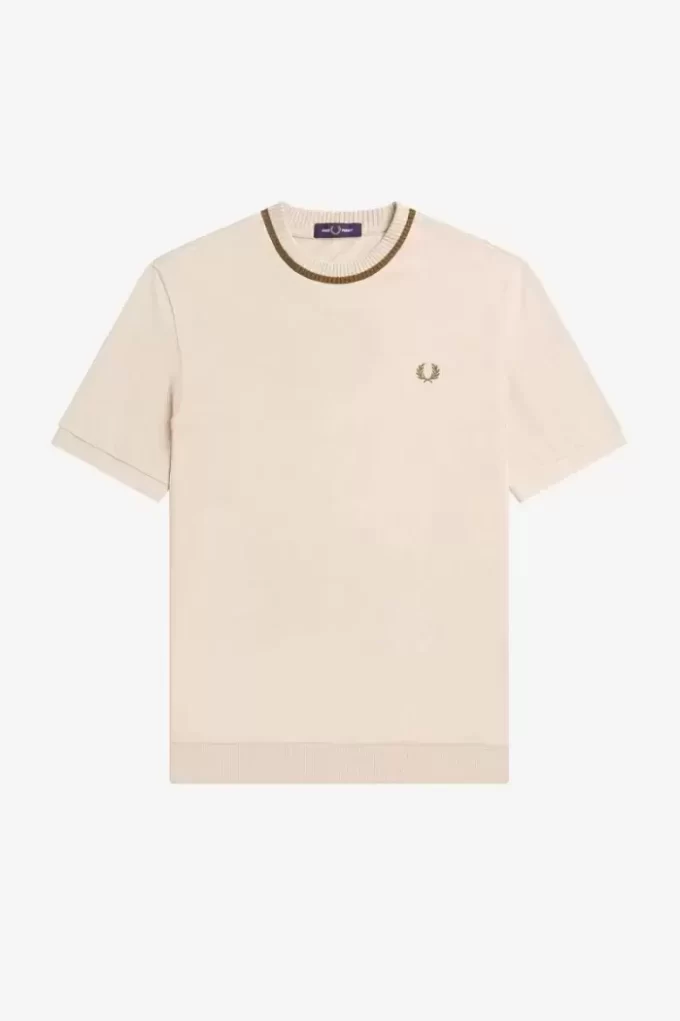 Camiseta de piqué con cuello redondo para hombre