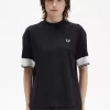 Camiseta de piqué con puños con ribete para mujer