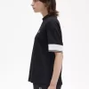 Camiseta de piqué con puños con ribete para mujer