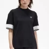 Camiseta de piqué con puños con ribete para mujer