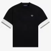 Camiseta de piqué con puños con ribete para mujer