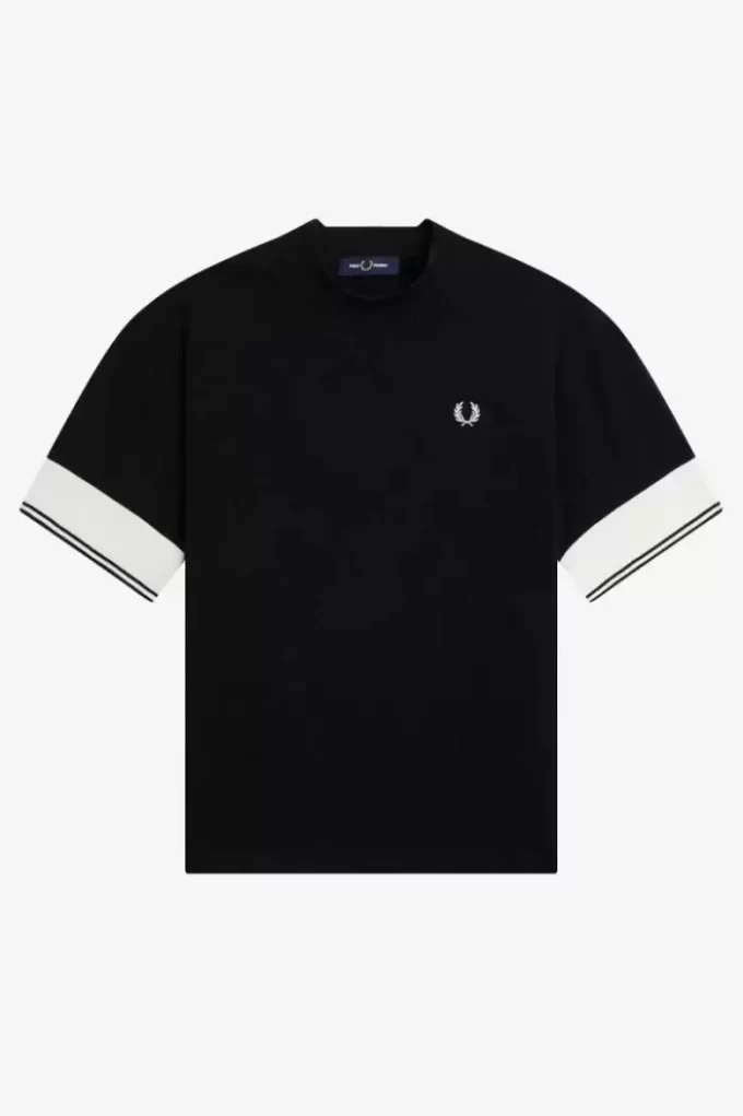 Camiseta de piqué con puños con ribete para mujer