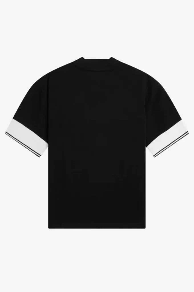 Camiseta de piqué con puños con ribete para mujer