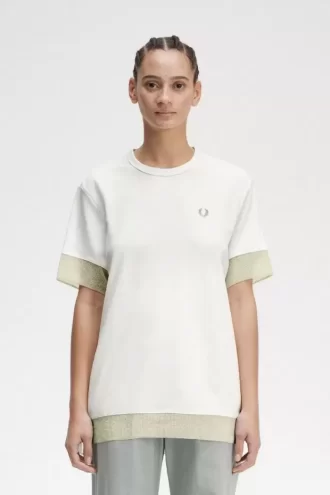 Camiseta de piqué con ribete transparente para mujer