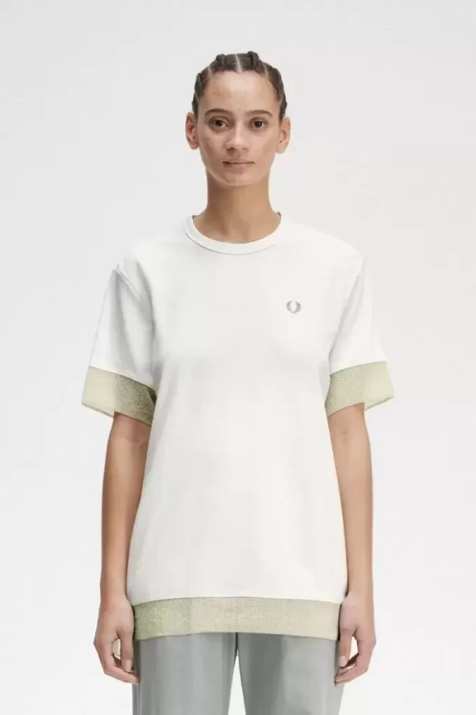 Camiseta de piqué con ribete transparente para mujer