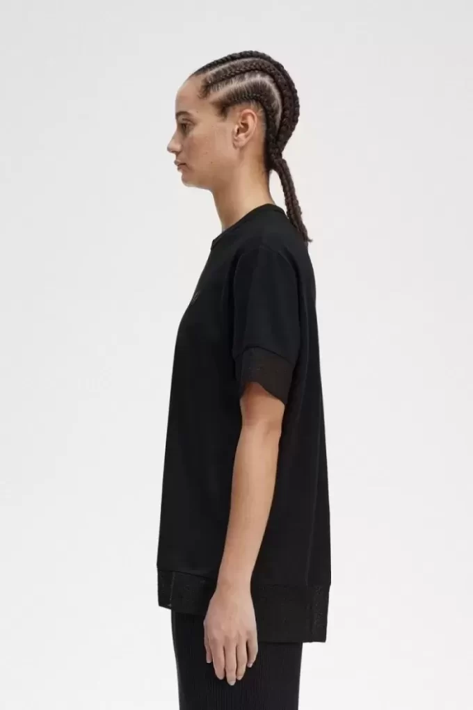 Camiseta de piqué con ribete transparente para mujer