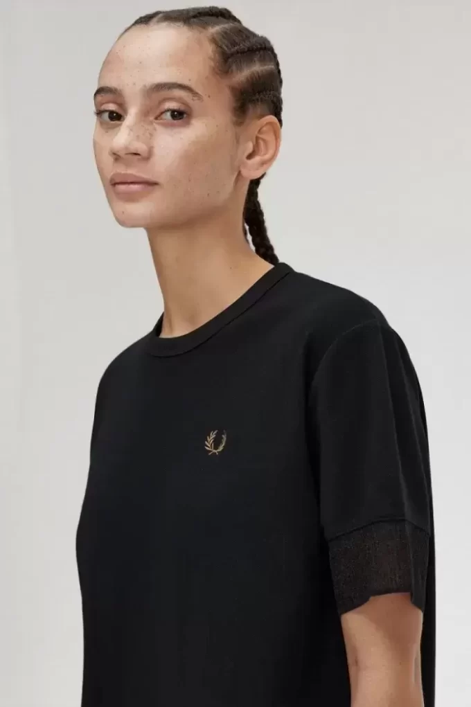 Camiseta de piqué con ribete transparente para mujer