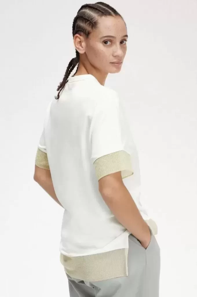 Camiseta de piqué con ribete transparente para mujer