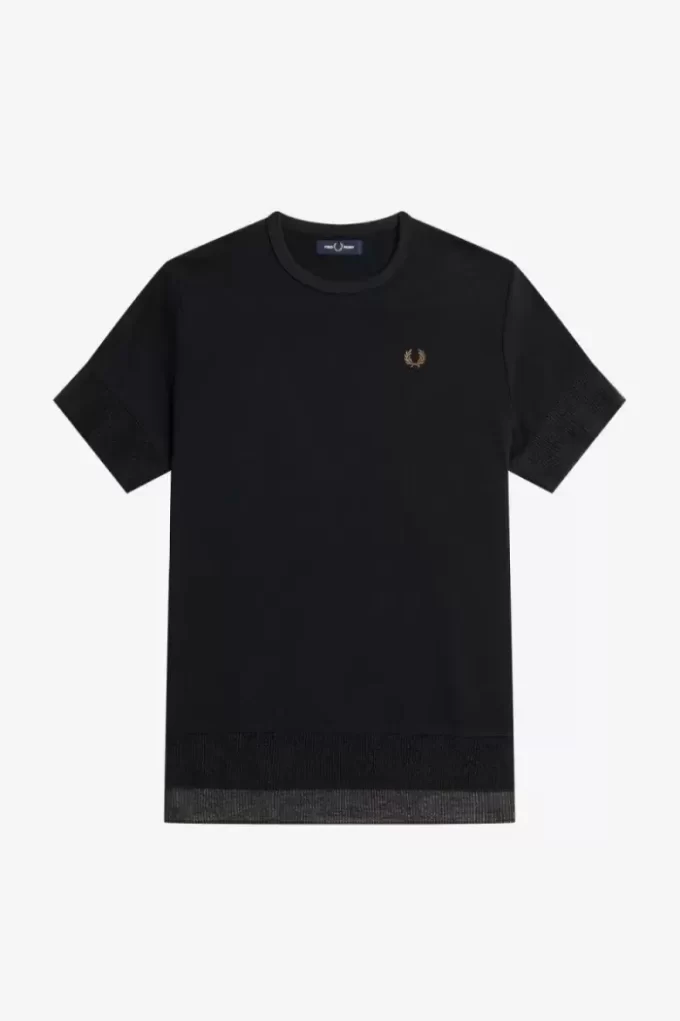 Camiseta de piqué con ribete transparente para mujer
