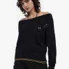 Camiseta de punto con hombros descubiertos para mujer Camiseta de punto con hombros descubiertos para mujer
