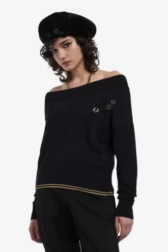 Camiseta de punto con hombros descubiertos para mujer