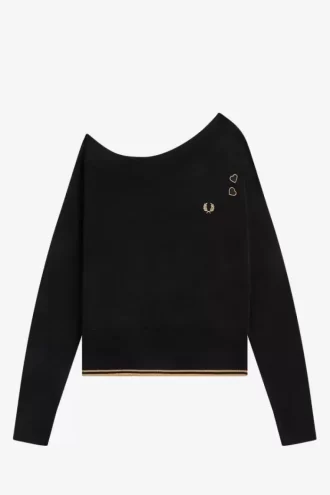 Camiseta de punto con hombros descubiertos para mujer