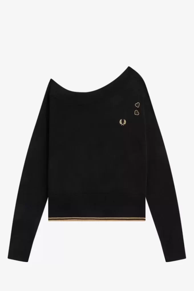 Camiseta de punto con hombros descubiertos para mujer Camiseta de punto con hombros descubiertos para mujer