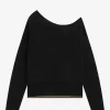 Camiseta de punto con hombros descubiertos para mujer Camiseta de punto con hombros descubiertos para mujer