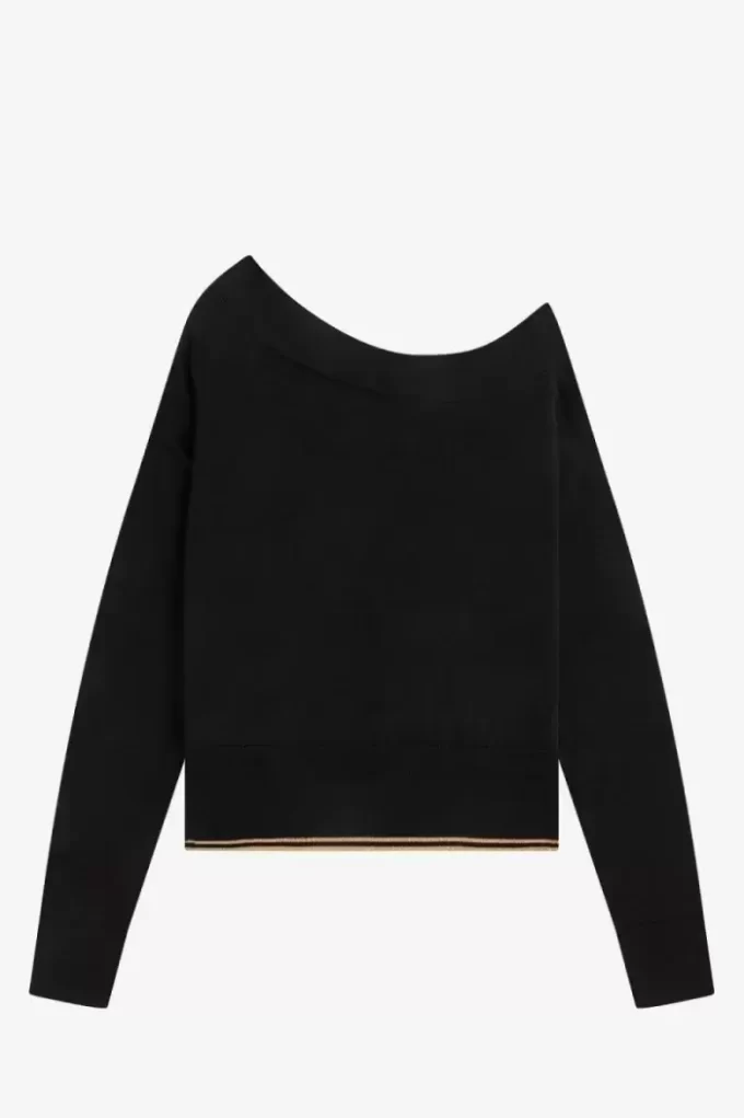 Camiseta de punto con hombros descubiertos para mujer Camiseta de punto con hombros descubiertos para mujer