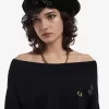 Camiseta de punto con hombros descubiertos para mujer Camiseta de punto con hombros descubiertos para mujer