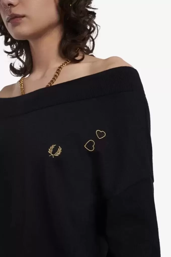 Camiseta de punto con hombros descubiertos para mujer Camiseta de punto con hombros descubiertos para mujer