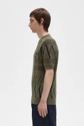 Camiseta de punto con panel de rombos para hombre Camiseta de punto con panel de rombos para hombre