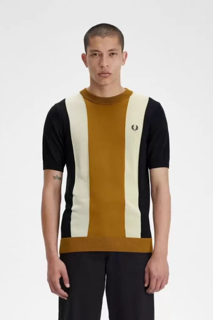 Camiseta de punto fino a rayas para hombre