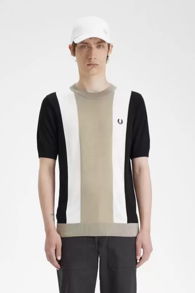 Camiseta de punto fino a rayas para hombre