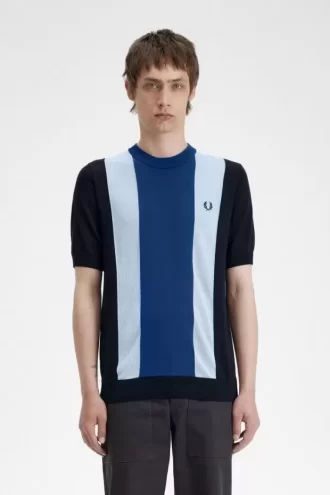 Camiseta de punto fino a rayas para hombre