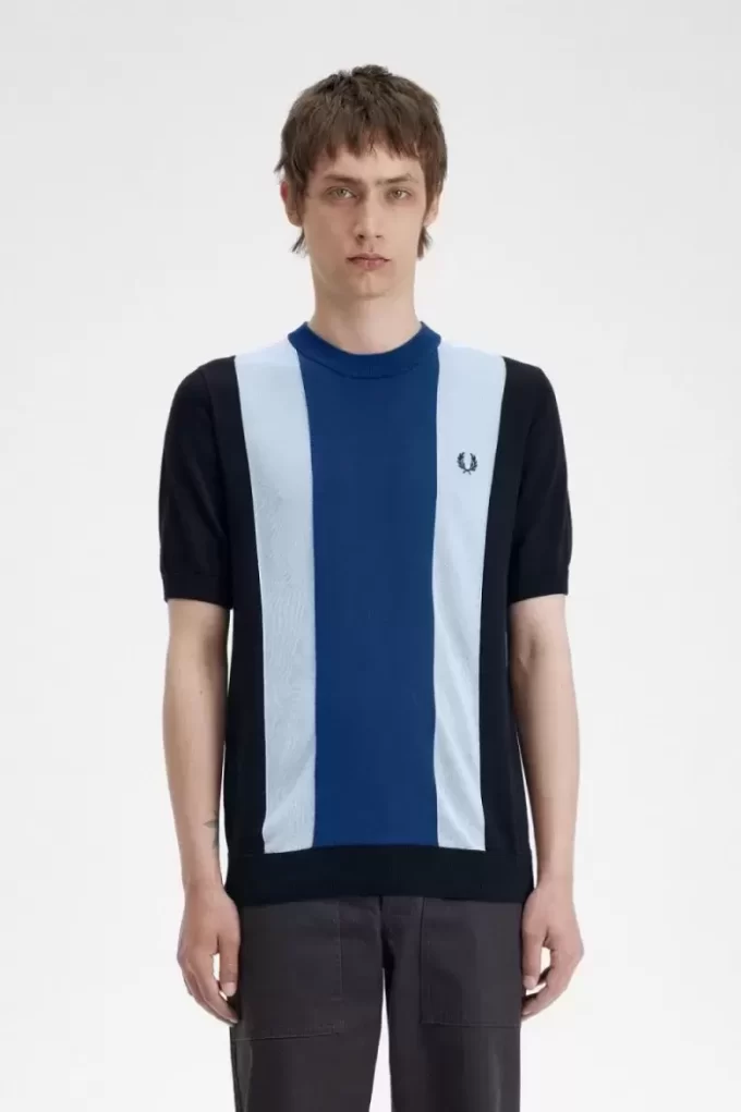 Camiseta de punto fino a rayas para hombre