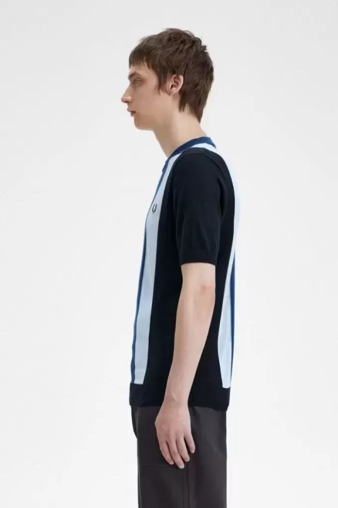 Camiseta de punto fino a rayas para hombre