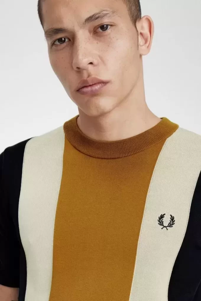 Camiseta de punto fino a rayas para hombre