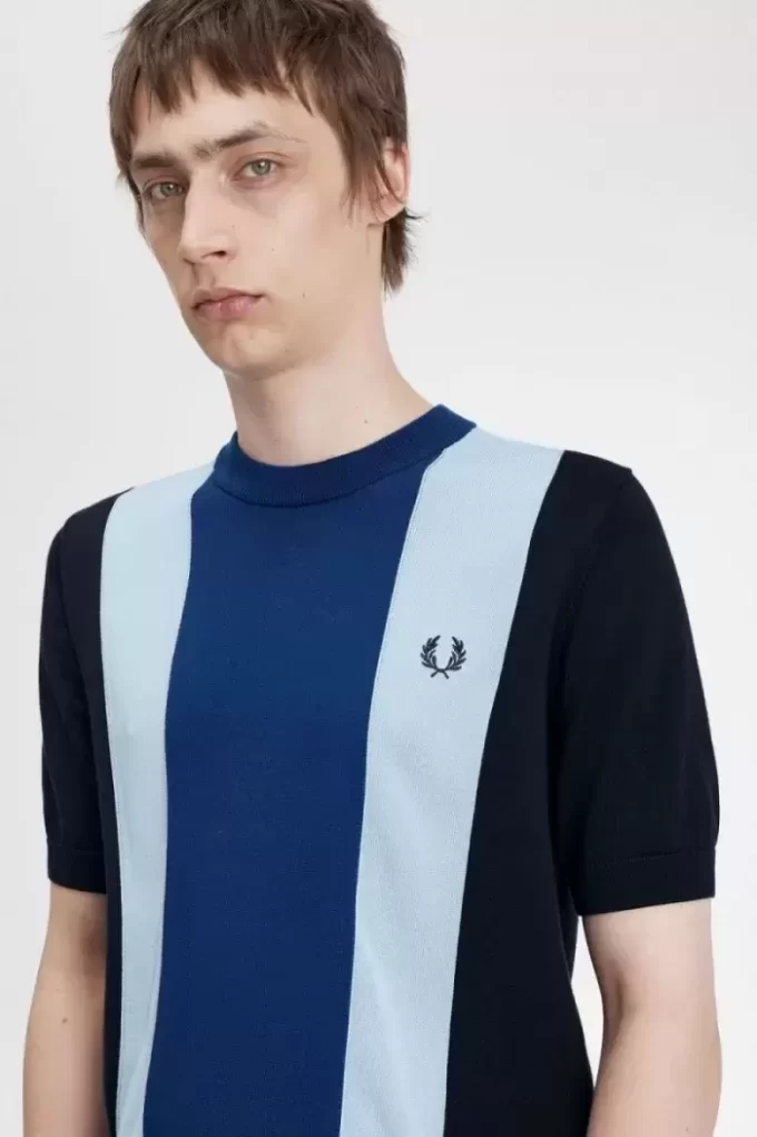 Camiseta de punto fino a rayas para hombre