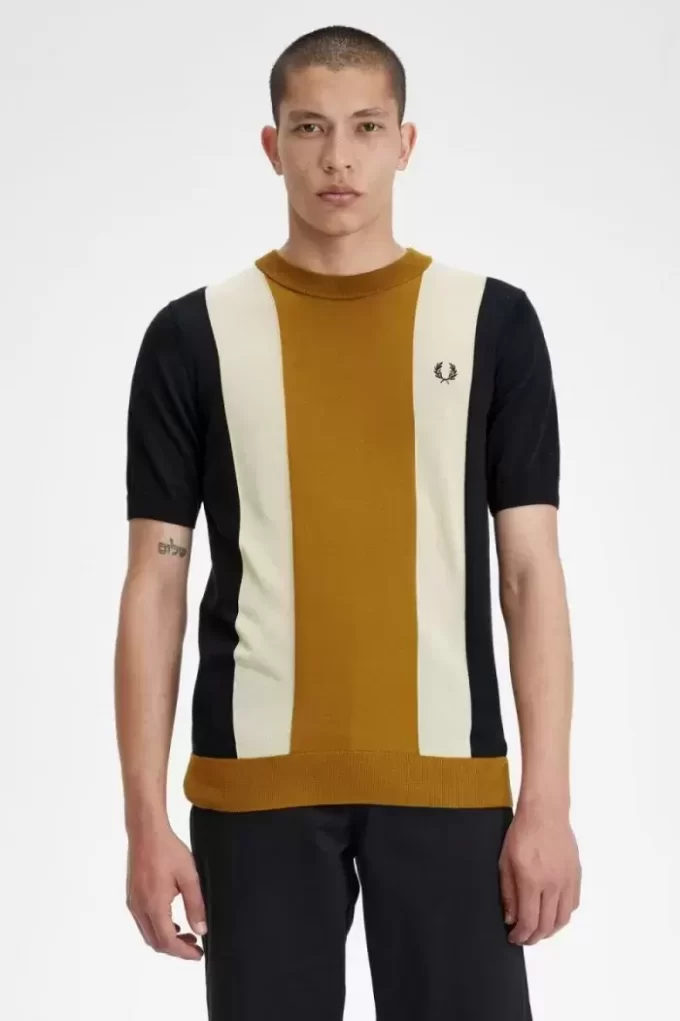 Camiseta de punto fino a rayas para hombre