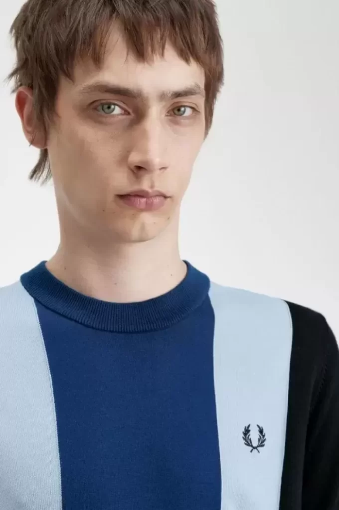 Camiseta de punto fino a rayas para hombre
