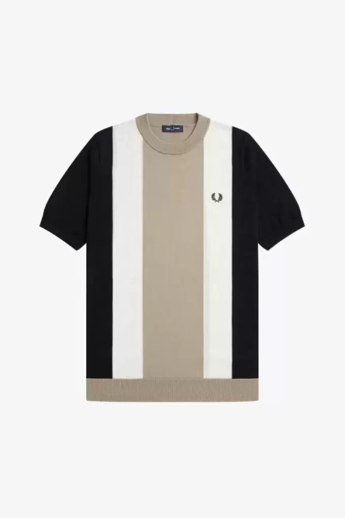 Camiseta de punto fino a rayas para hombre