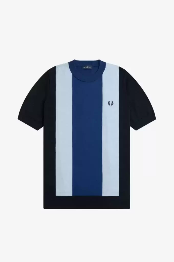 Camiseta de punto fino a rayas para hombre