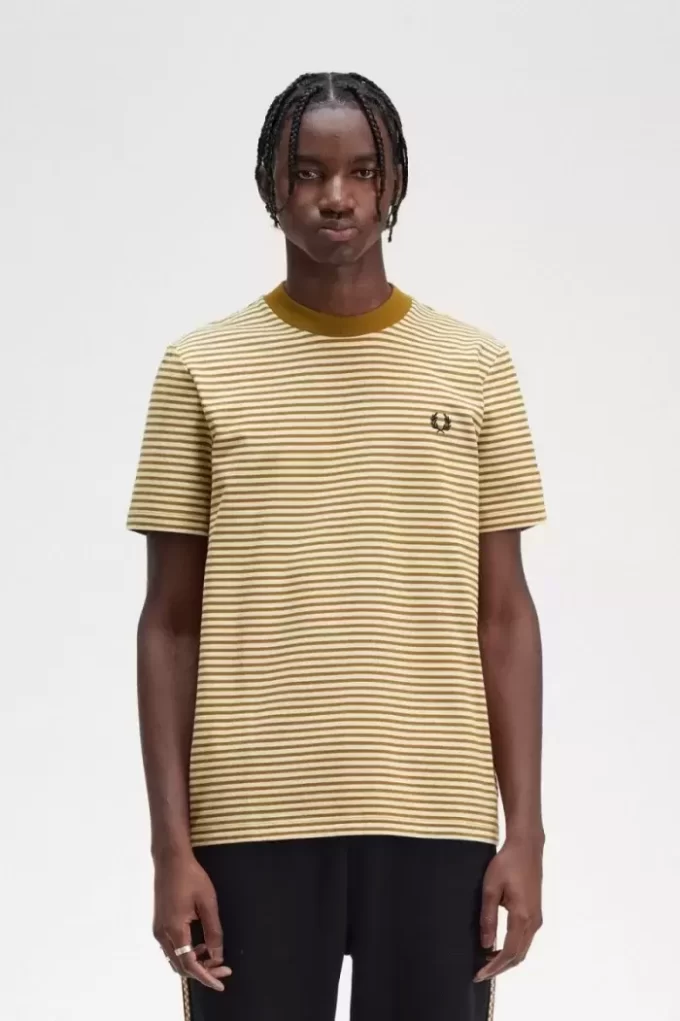 Camiseta de rayas finas y peso pesado para hombre