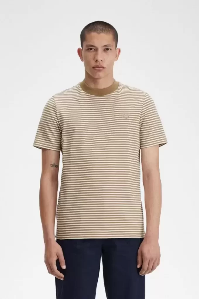 Camiseta de rayas finas y peso pesado para hombre