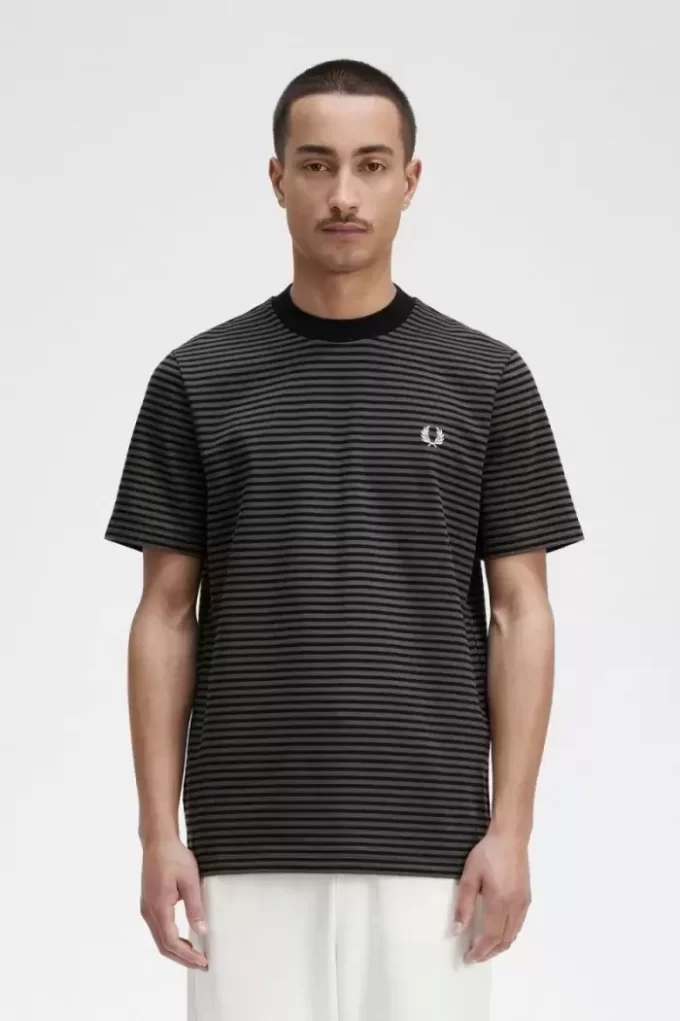 Camiseta de rayas finas y peso pesado para hombre