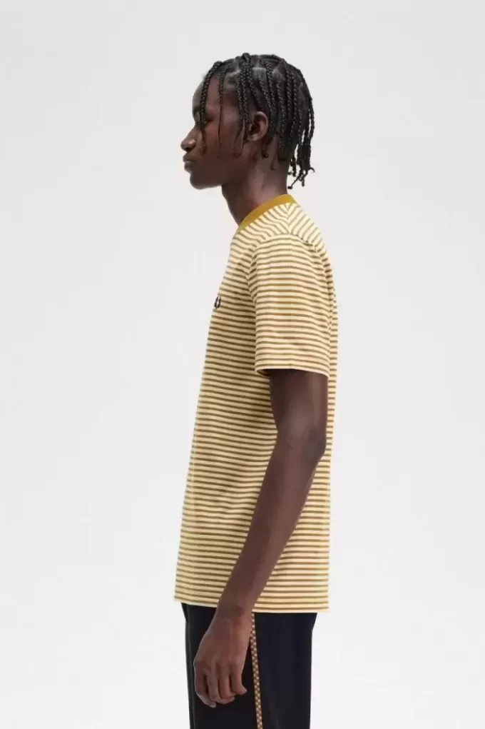 Camiseta de rayas finas y peso pesado para hombre