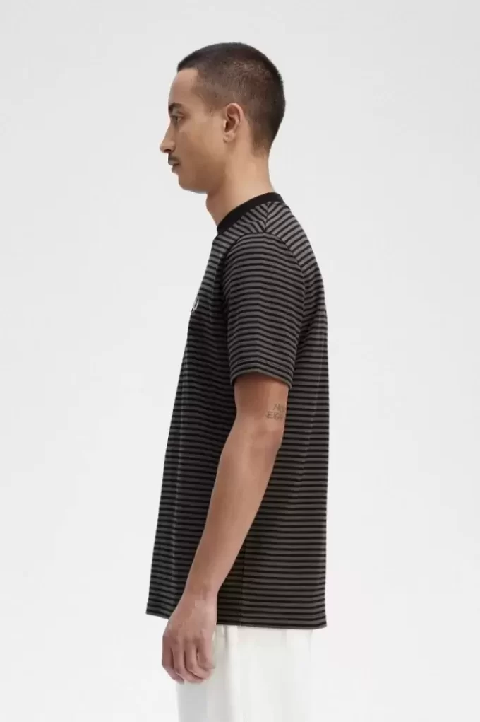 Camiseta de rayas finas y peso pesado para hombre