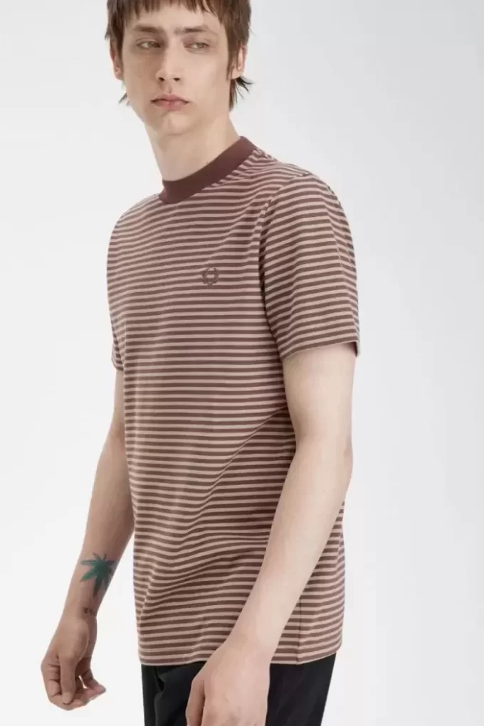 Camiseta de rayas finas y peso pesado para hombre