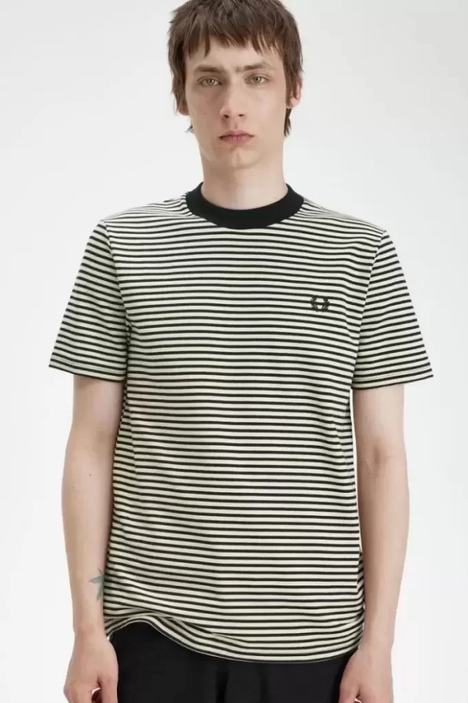 Camiseta de rayas finas y peso pesado para hombre