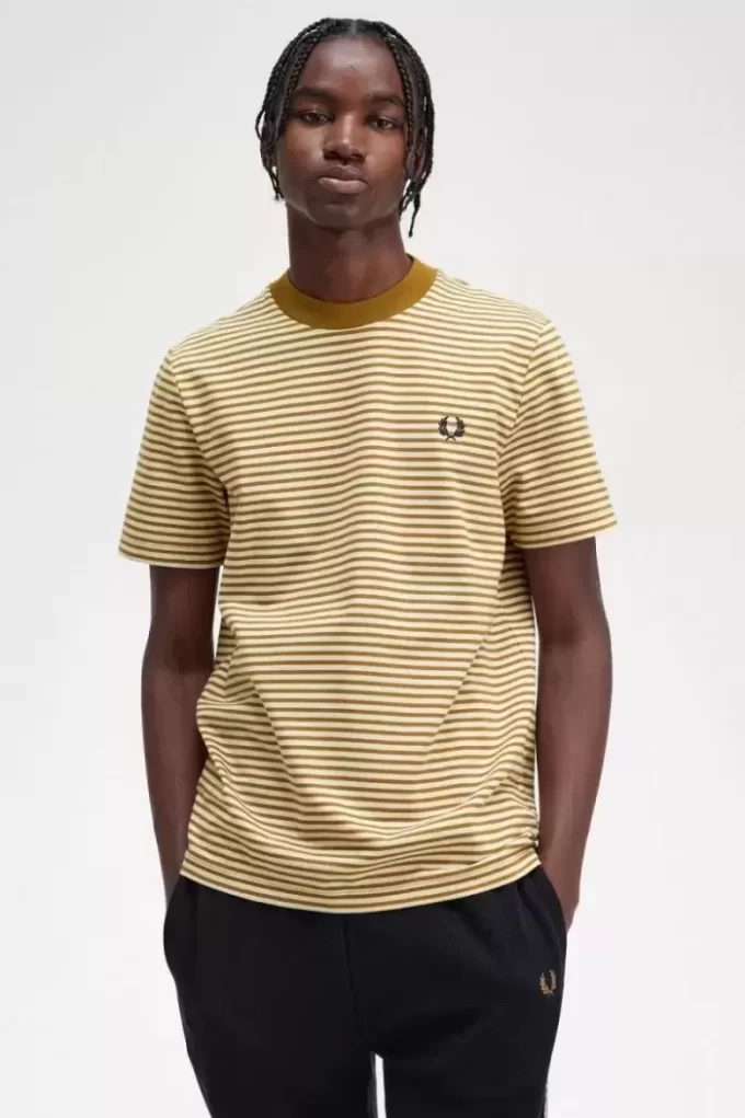 Camiseta de rayas finas y peso pesado para hombre