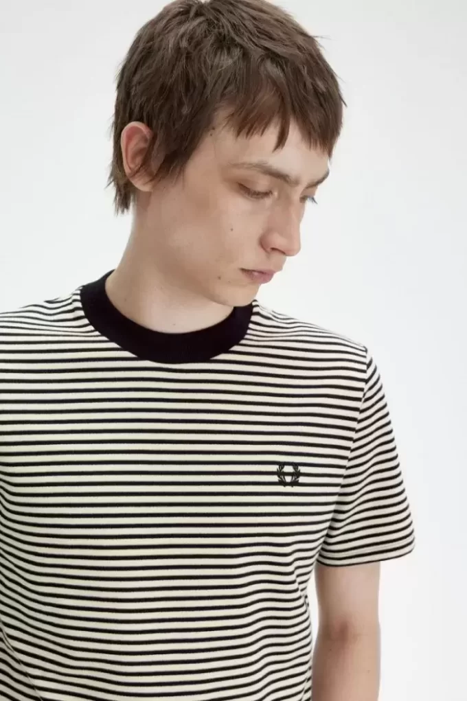 Camiseta de rayas finas y peso pesado para hombre