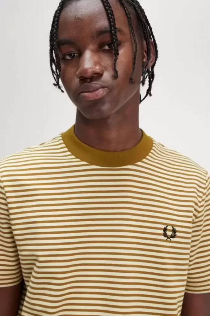 Camiseta de rayas finas y peso pesado para hombre