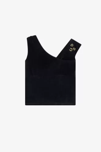 Camiseta de terciopelo con hombros descubiertos para mujer