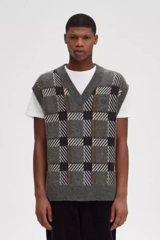 Camiseta de tirantes de punto con cuadros escoceses Glitch para hombre